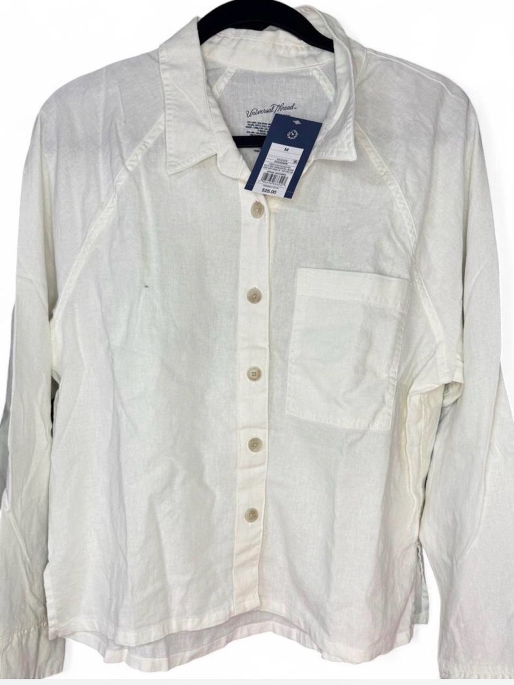 Universal Thread Cream Button-Down Shirt with Chest Pocket